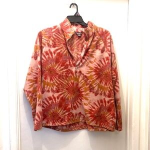 Eddie Bauer Pink and Orange Tie-Dye fleece pull over Sweater size 2x